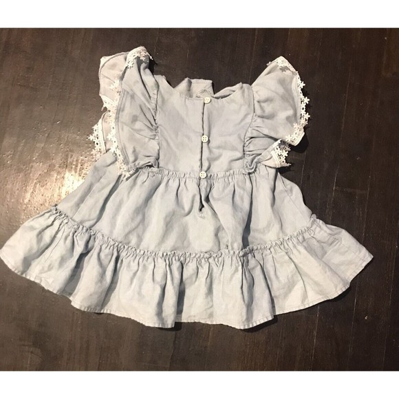 Tommy Bahama Short Sleeve Denim T Shirt 3T Lace Ruffle Layer Top - Picture 2 of 3